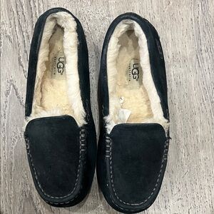 UGG Women's Black Loafers with Cream Shearling